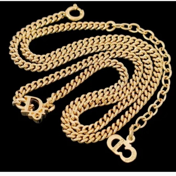 Christian Dior Gold Logo Chain Necklace GERMANY - Picture 1 of 9